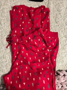 Red Holiday Tree Print Pajama Set